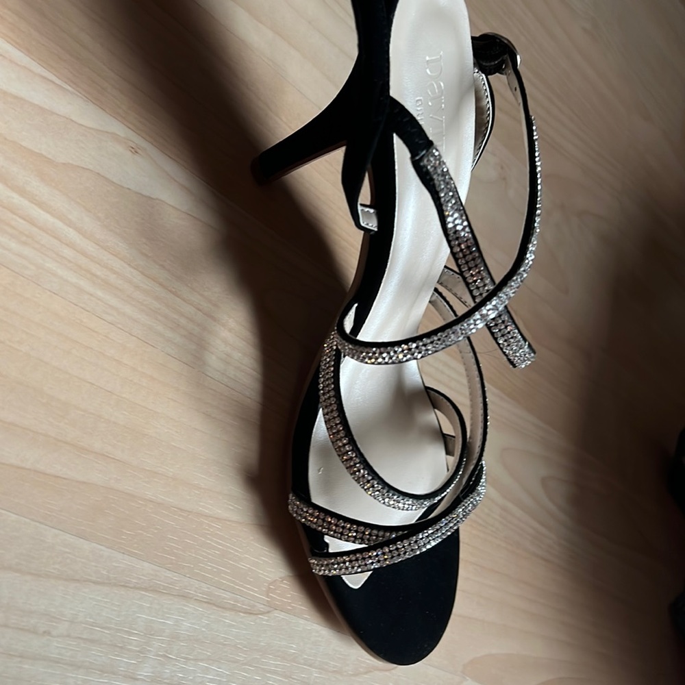 Preston Black, strapping with crystal embellishments heels
